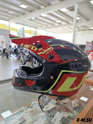 Шлем кроссовый HETOSHI UFD XD1-2 цв. Черно-бело-красный р. L 