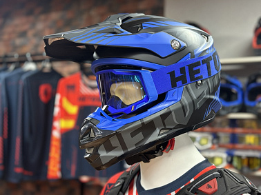 Шлем кроссовый HETOSHI OF836 EXOSS CROSS PRO MX289 цв.Черно-синий Матовый р.M