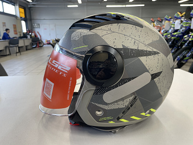 Шлем открытый с визором HETOSHI XD1-260 цв. Серый с черно-зелеными вставками р. XXL