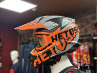 Шлем кроссовый HETOSHI OF836 EXOSS CROSS PRO MX289 цв.Серо-оранжево-черный Матовый р.XXL