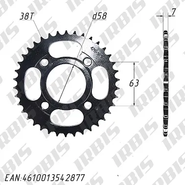 Звезда ведомая (428-38T) (4x63) CG125-250, CB125-250,GR250